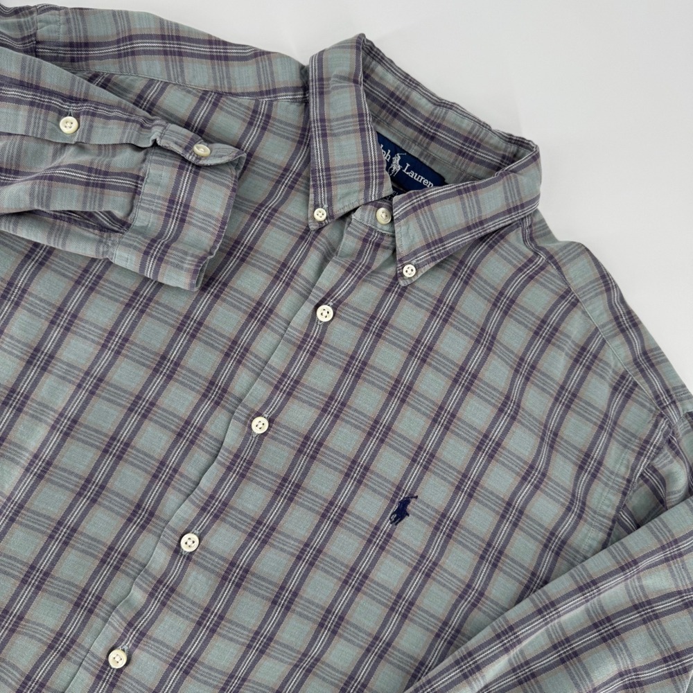 Ralph Lauren Men's Plaid Button Down Shirt Long Sleeve‎ Cotton Size L